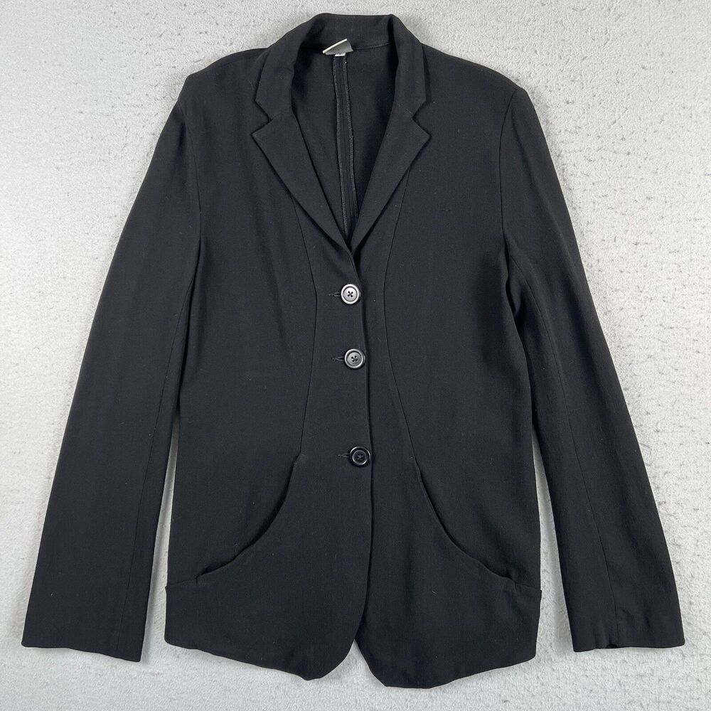 Lilith Lagenlook Notch Collar Black Long Sleeve Three Button Blazer Women’s S